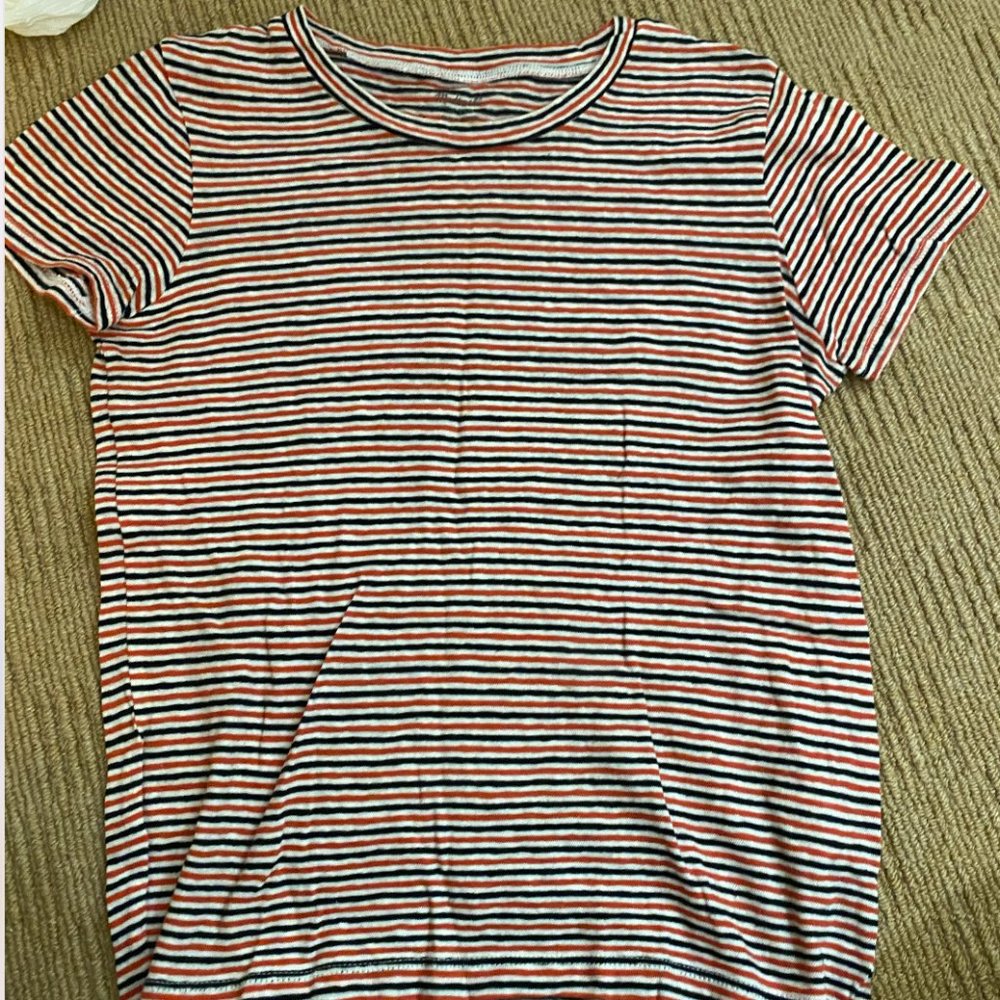 Madewell Orange White and Blue Short Sleeve Tee NWOT